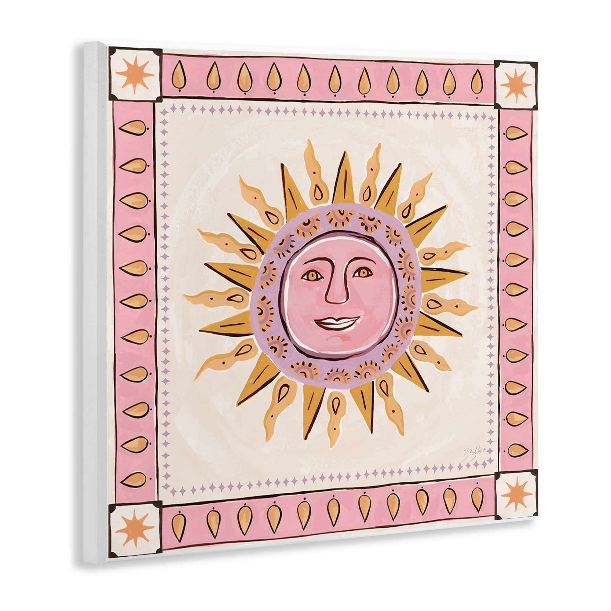 Stupell Industries Smiling Sun with Pink Border Wall Plaque Art, design by Two If By Sea Studios