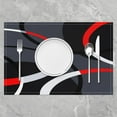 thumbnail image 2 of Geometric Placemats Set of 4, Modern Abstract Art Place Mats 12x18 Inch for Dining Table Decorations, Gray Red Black Stripe Line Circle Table Mats for Kitchen Decor Dinner Indoor, 2 of 4