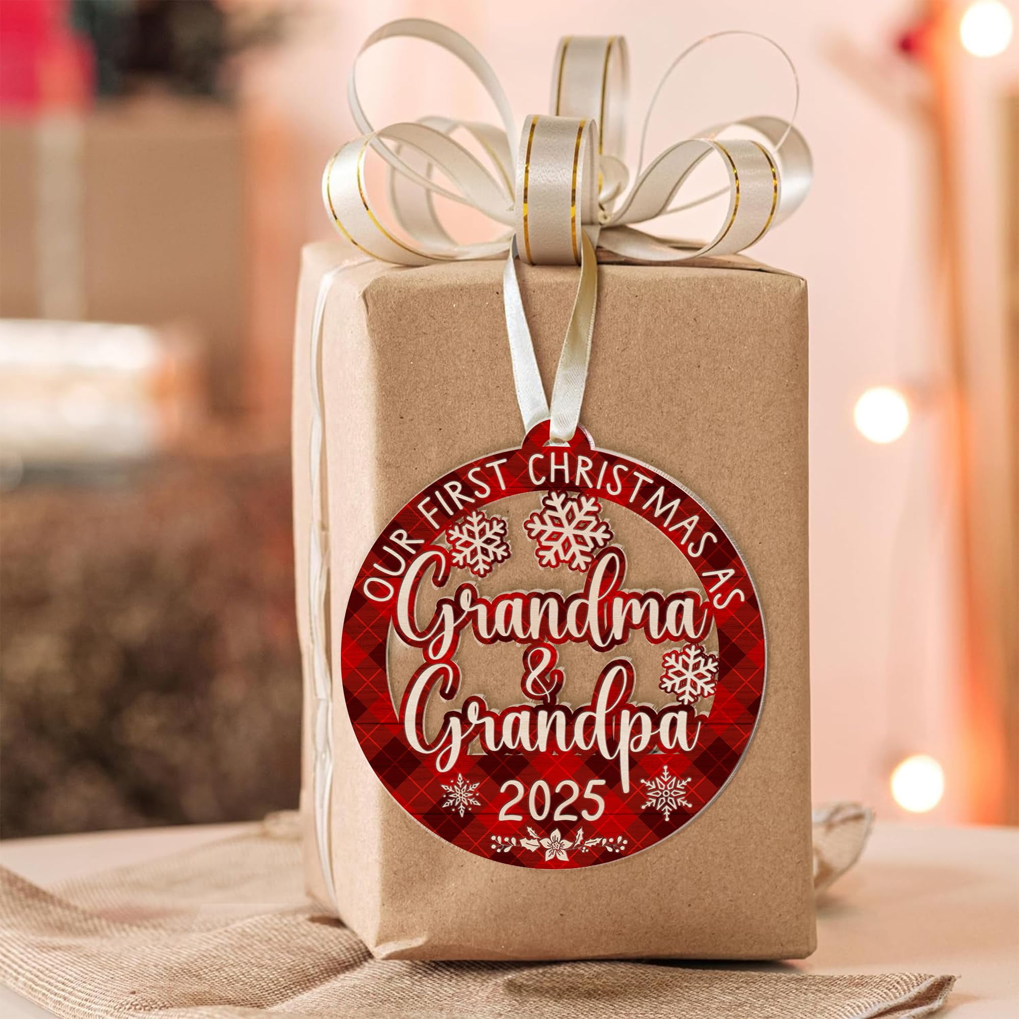Our First Christmas as Grandma and Grandpa 2025 Ornament – Acrylic Holiday Keepsake, New Grandparents Gift, First Christmas Ornament for Grandparents to be