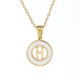 thumbnail image 1 of Collar de letras de acero inoxidable redondo con concha de oro de 18 quilates, anillo de acero de titanio de moda europea y americana, colgante de 26 letras para mujer, 1 of 6