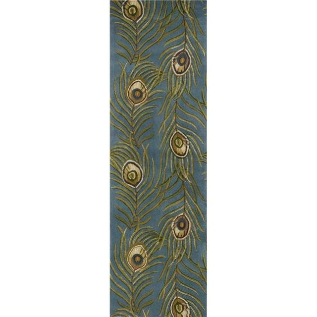 HomeRoots 352799 2 ft. 6 in. x 8 ft. Runner Wool Blue Area Rug