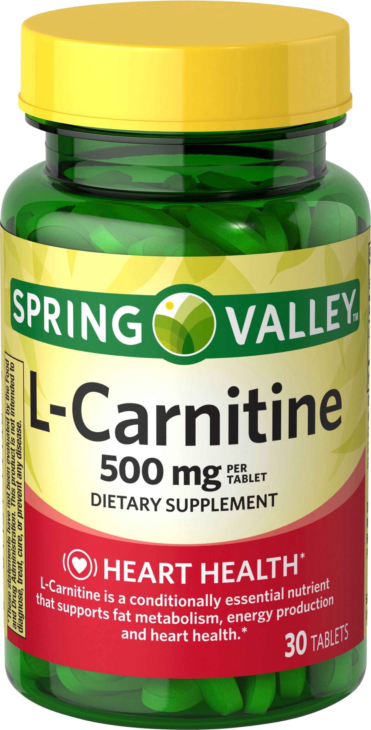 Spring Valley L Carnitine Amino Acid Supplement, Unflavored, 1 Tablet