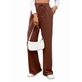 thumbnail image 2 of Womens Casual Wide Leg Loose Fall Drawstring Elastic High Waisted Athletic Joggers with Pockets Orange Red XL, 2 of 10