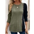 thumbnail image 2 of Women Color Block Blouse Button Decor Color Block Blouse Soft Breathable Long Sleeve Pullover Casual Top, 2 of 5