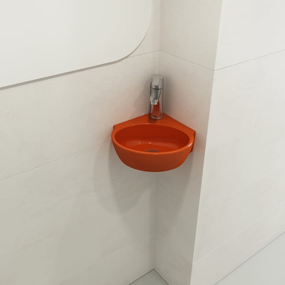 BOCCHI 1392-012-0126 Milano Corner Sink Fireclay 12" 1-Hole in Orange