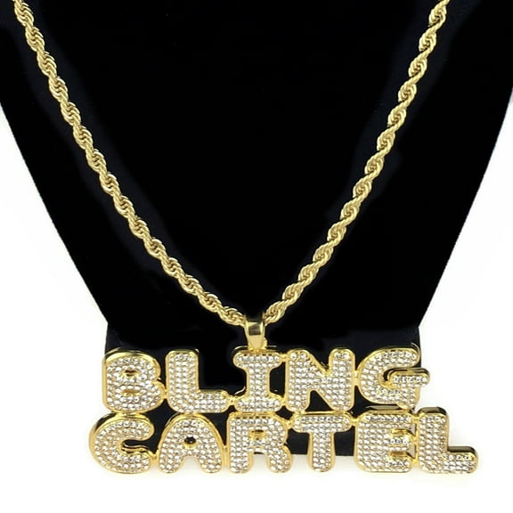 Bling Cartel® 14K Gold Plated Official Hip Hop Chain Big Bling Pendant Rope Necklace 24" Inch