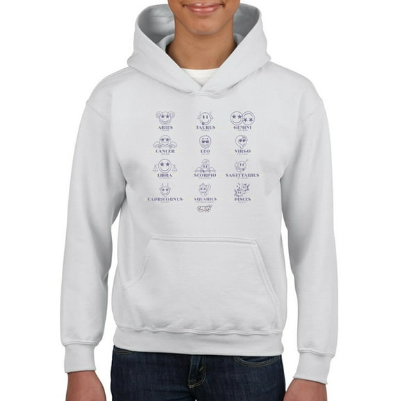 Zodiac Smiley Signs - Astrological Horoscope Emoji Youth's Hoodie