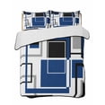 thumbnail image 2 of Blue Black Geometric Twin Size Down Alternative Comforter, Lightweight Comforter Quilt Bedding Set with Pillow Shams Modern Minimalist Abstract Stripes All Seasons Bed Comforter Duvet Insert 68"x86", 2 of 7
