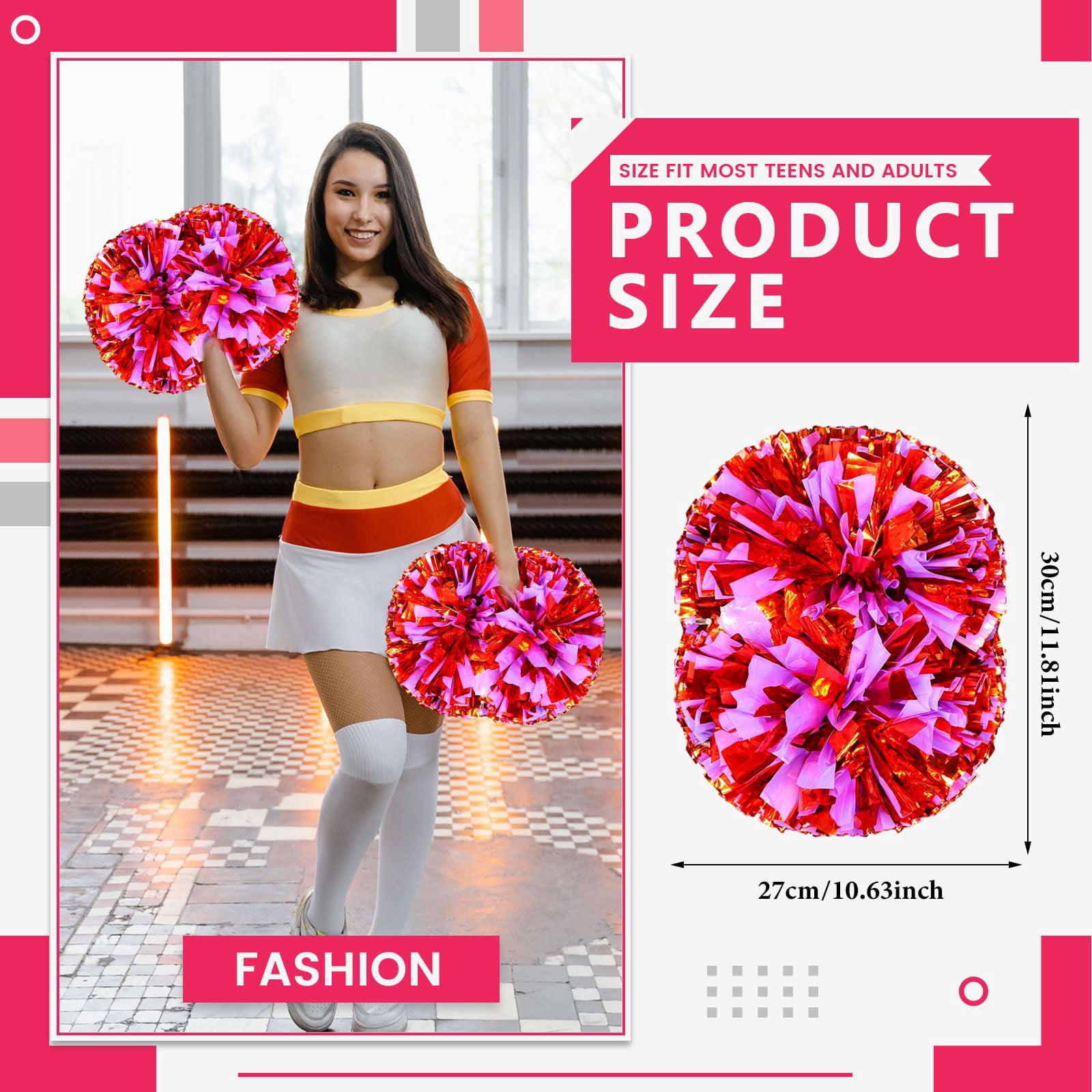 8 Pcs Cheerleading poms,pom poms Cheerleading with Handle Style Cheer Pom Pomsfor Dance, Matches, Team Spirit Sports