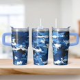 thumbnail image 2 of Stainless Steel 20oz Geometric Texture Travel Mug with Handle, Double Wall Insulated Coffee Tumbler Leak Proof Straw, 2 of 5