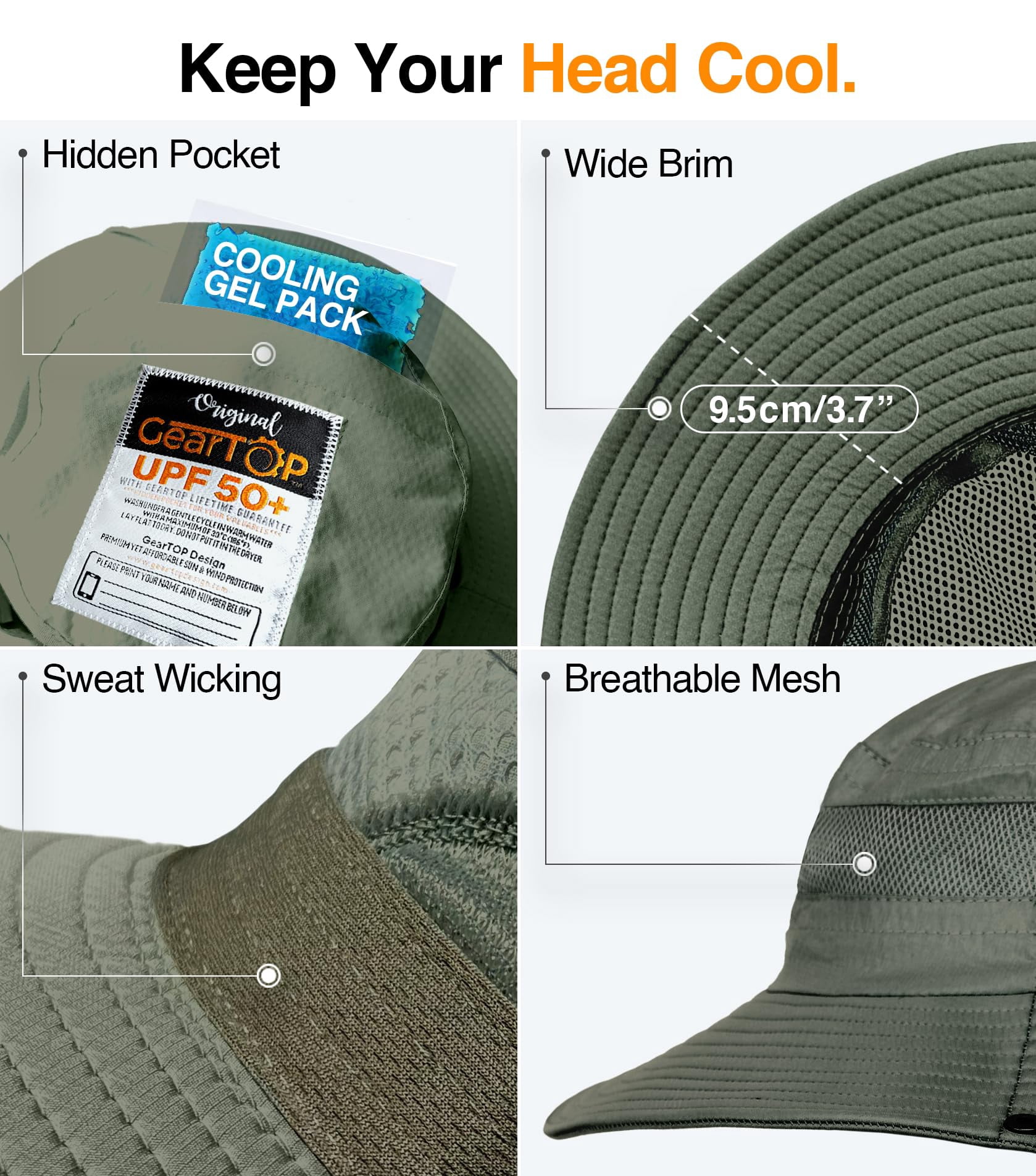 Pett Packable beach hat, sun hat, hunting hat for men and women, beige