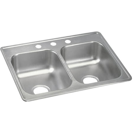 Dayton Stainless Steel 25  x 19  x 6-5/16   Equal Double Bowl Drop-in Sink  4 Hole