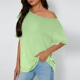 thumbnail image 2 of New Summer Arrivals Olyvenn Womens Summer Tops Gradient Printed Short Sleeve Top Cold Shoulder Tunic T Shirt Casual Versatile Blouses Lounge Stylish Tops Green M, 2 of 6