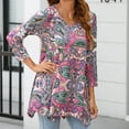 thumbnail image 4 of ENMAIN Women's 3/4 Sleeve Tops Casual Fall Shirt Plus Size Tunics to Wear with Leggings Pink Paisley, 4 of 8