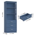 thumbnail image 2 of Homfa 71" Tall Bookcases with 3 Large Drawers, 3 Tier Wooden Storage Bookshelf for Living Room Home Office, Blue, 2 of 7