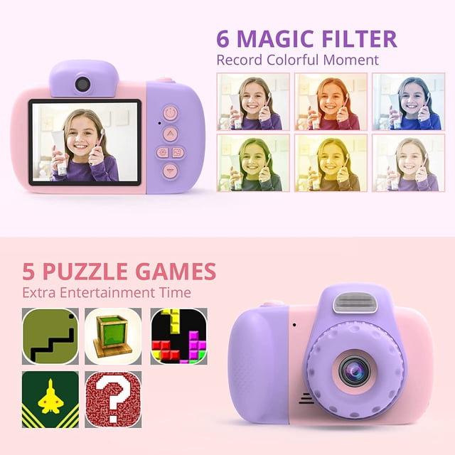 Descuento Juguetes de cámara para niños para niñas de 3 a 8 años - Regalos de cumpleaños de Navidad para niñas de 4 5 6 7 9 10 12 años, cámara de selfie de video digital para niños para niños pequeño JAMW Sencillez