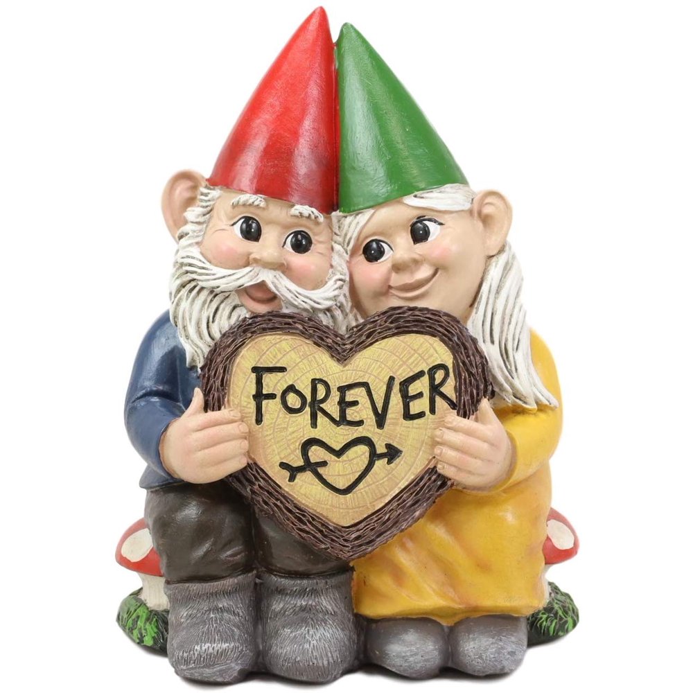 Ebros Whimsical Mr and Mrs Gnome 'Forever Love Struck' Couple Statue 6.