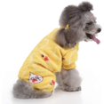 thumbnail image 2 of Pijamas para perros y gatos, mono, ropa, suéter cálido para perros, abrigo polar para perros, ropa para cachorros, pijamas para perros pequeños y medianos (amarillo) BRI  Rojo Verde, 2 of 5
