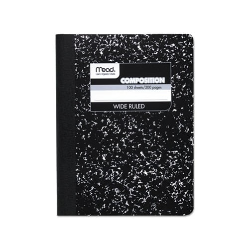 Composition Book Wide/Legal Rule, Black Cover, 9.75 x 7.5, 100 Sheets