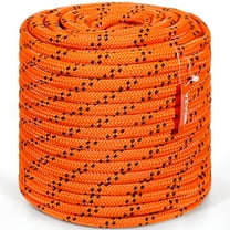 VEVOR Double Braided Polyester Rope, 3/4 in x 220 ft, 24 Strands, 12700 LBS Breaking Strength Outdoor Rope, Arborist Rigging Rope for Rock Hiking Camping Swing Rappelling Rescue, Orange/Black