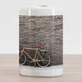 thumbnail image 2 of Bicycle Ceramic Toothbrush Holder, Past Times Aesthetic Road Bike Lean Brick Wall Outdoor Daily Town Life Photo, Versatile Countertop for Bathroom, 4.5" X 2.7", Grey Yellow Red, by Ambesonne, 2 of 4
