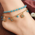 thumbnail image 2 of Vintage Turquesa Tobillera con Cadena Tobillo Descalza Joyería, 2 of 9