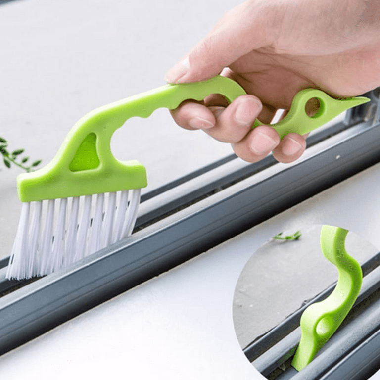 2pcs Hand-held Groove Gap Cleaning Tools Door Window Track Kitchen Cleaning  Brushes(Green) 