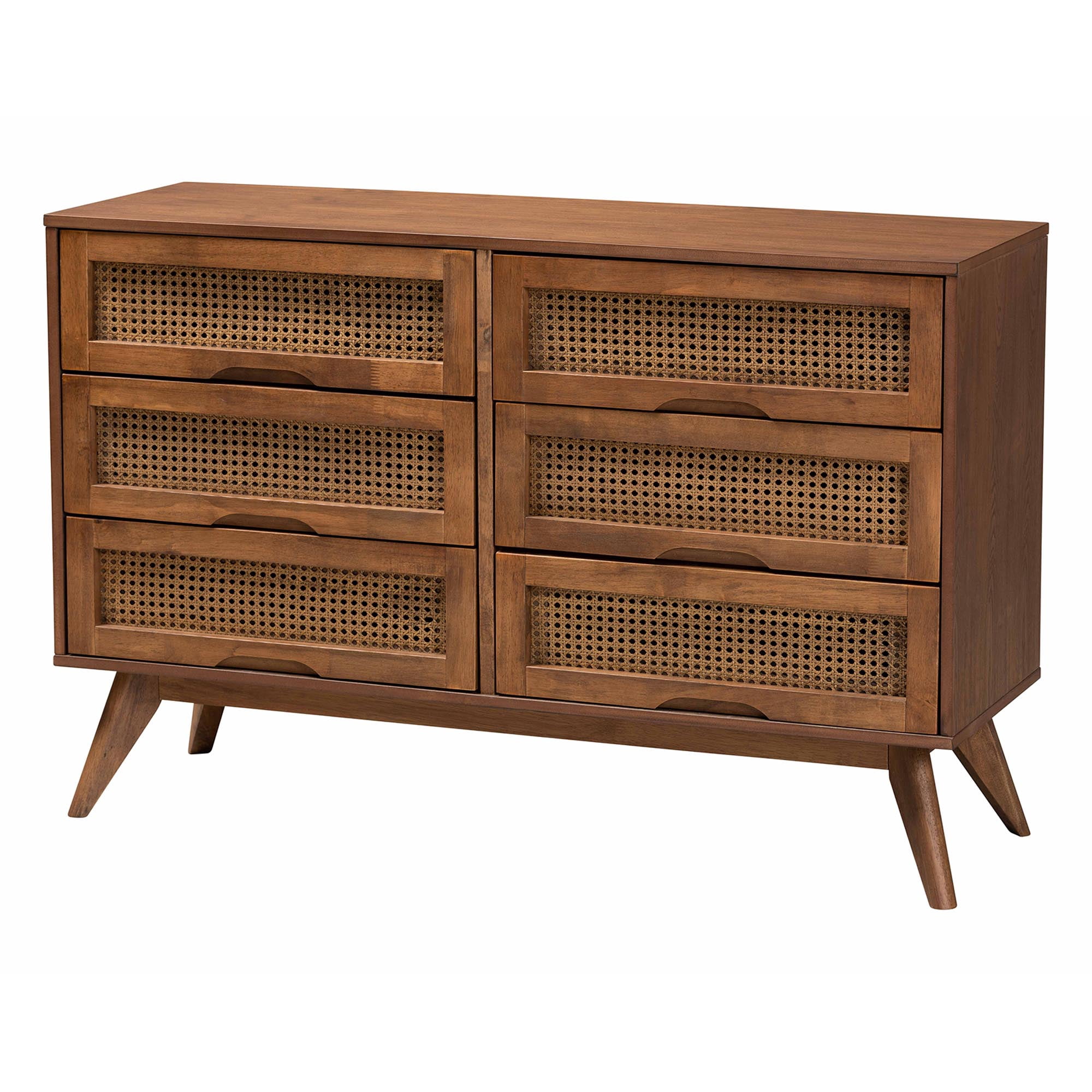 Baxton Studio Demeter Mid-Century Bedroom Set, 5-Piece, Walnut Brown