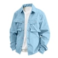 thumbnail image 4 of DPTALR Men's Fashion Solid Color Long Sleeve Lapel Multi-Pocket Casual Workwear Jacket,Sky Blue, S, 4 of 6