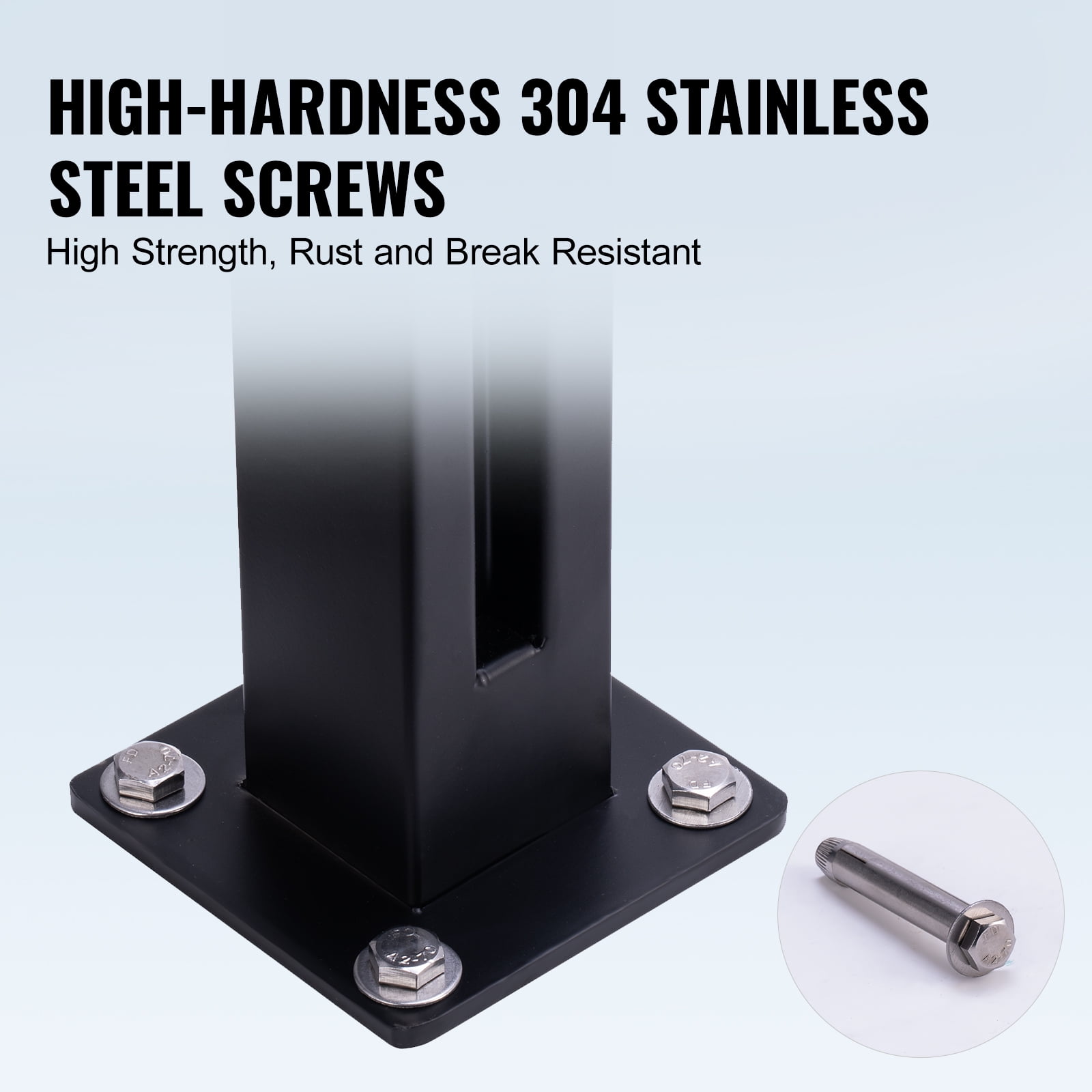 VEVOR Glass Clamp, 41.34" Height Glass Railing Bracket for 0.39 "-0.47 " Thickness Tempered Glass, 304 Stainless Steel Glass Mounting Clamp, Glass Shelf Bracket for Balcony,Garden,Deck,Stair,Black