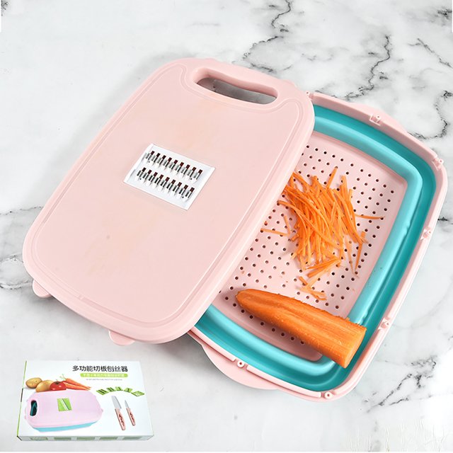 SMihono Kitchen Organizers and Storage Multifunctional Folding Chopping Board Set Telescopic Basket Wire Planer Creative Chopping Board 9-piece Set Combination Chopping Board Kitchen Gadgets Must Have 2023