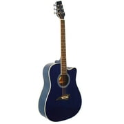 Kona Guitars K1TBL Series Acoustic Dreadnought Cutaway Guitar in High-Gloss Transparent Blue Finish