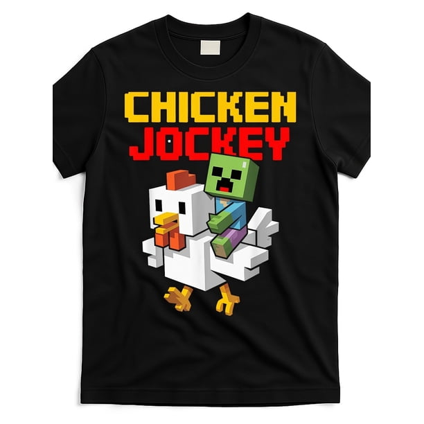 Camiseta gráfica vintage de pollo Jockeys: diseño retro de pixel art con texto CHICKEN JOCKEY, algodón pesado de 180 g/m², unisex, informal, para niño, cómoda para todas las estaciones.
