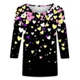 thumbnail image 4 of Outfmvch oversized tshirts for women workout tops for women Love Heart Grahic Valentines Day Shirts 3/4 Sleeve Pullover Blouse heart sweater for women Three Quarter Sleeve Valentines Tops Black 2 2XL, 4 of 4