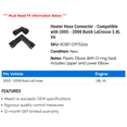 thumbnail image 2 of Heater Hose Connector - Compatible with 2005 - 2008 Buick LaCrosse 3.8L V6 2006 2007, 2 of 2