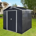 thumbnail image 7 of 7x4.3 FT Outdoor Storage Shed, Metal Garden Tool Shed with Vents, Window and Sliding Door, Waterproof Organization for Home/Backyard/Lawn Storage, Grey, 7 of 7