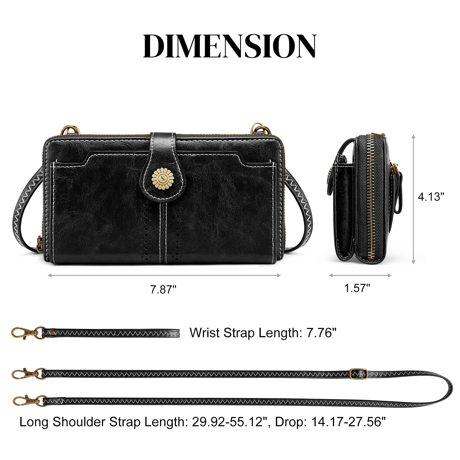 S-ZONE Vegan Leather Crossbody Bags for Women Small Cell Phone Purse RFID Blocking Clutch Purses with 2 Straps