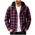 thumbnail image 2 of Hoodies For Men Plaid Long Sleeve Button Down Flannel Shirt Fall Fashion Outdoor Casual Big and Tall Hooded Shirt Hot Pink 4XL, 2 of 10