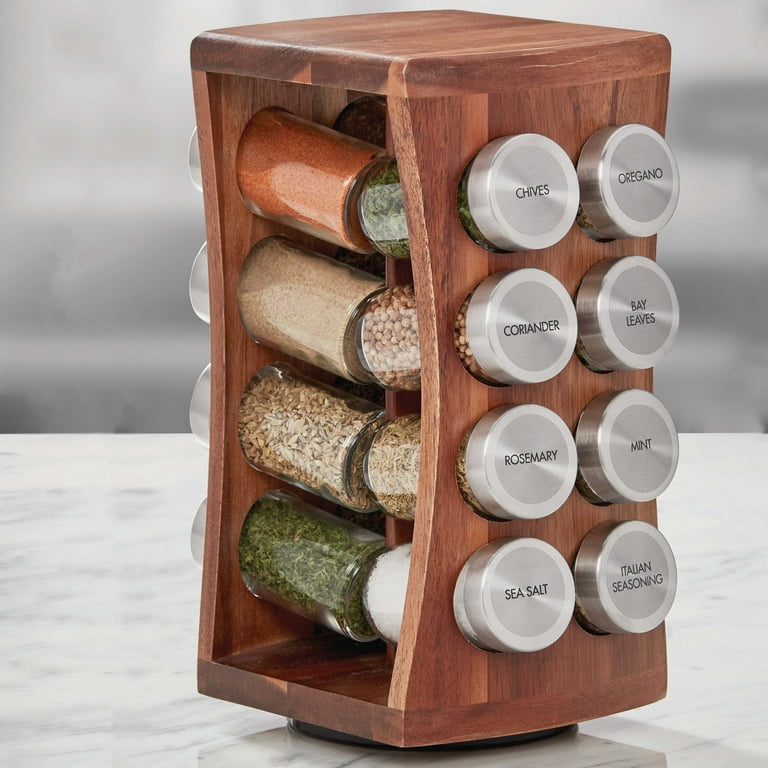 2 Tier Rotating Spice Herb Rack Holder Kitchen Jar Pull-Out Organiser  Storage