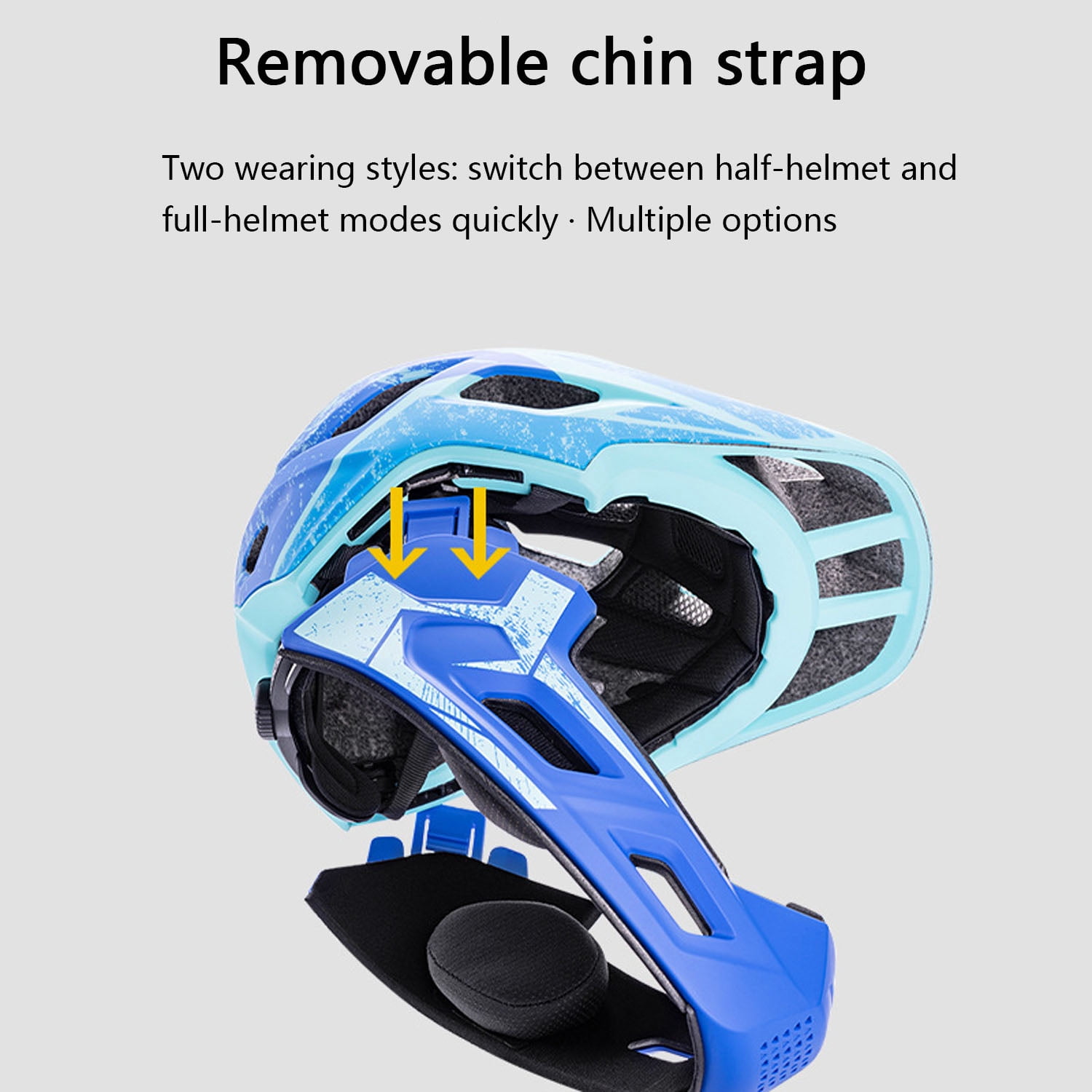 Mirov Children's Full-Face Helmet, Adjustable Toddler Helmet with Removable Chin Guard ( Blue, S 51-54CM）