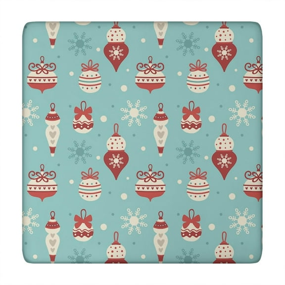 Holiday Season Christmas Tablecloth 34x34 Inch Square Stretchable Spandex Material Easy Care Machine Washable for Party Table Setting