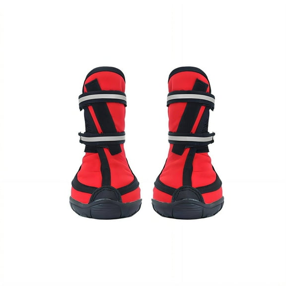 GASTROPOD 4Pcs Dog Shoes Reflective Double Strap Dog Boots & Paw Protectors Soft Rubber Sole Water-Resistant Paw Protectors Dog Boots for Winter 6.0x8.5cm,Red