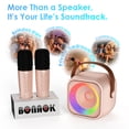 thumbnail image 3 of BONAOK Mini Karaoke Machine for Kids, Portable Bluetooth Karaoke Speaker with 2 Wireless Microphones for Girls Boys Family Home Party, Rose Gold, 3 of 8