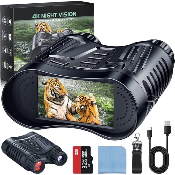 Ruaiok 4K Night Vision Binoculars, 8X Digital Night Vision Goggles for Adults Hunting Camping