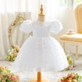 thumbnail image 2 of GDEGE Kids Girls Dress Cute and Butterfly White Bubble Sleeve Butterfly Embroidered Dresses Girls Clothes for 2 To 10 Years Old, 2 of 5