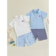 thumbnail image 3 of BemeyourBBs Toddler Baby Boy 4th of July Outfits Patriot Fourth of July Summer Independence Day Clothes Short Sleeve American Flag Embroidery Button Lapel Shirt Plaid Shorts Set, 3 of 9