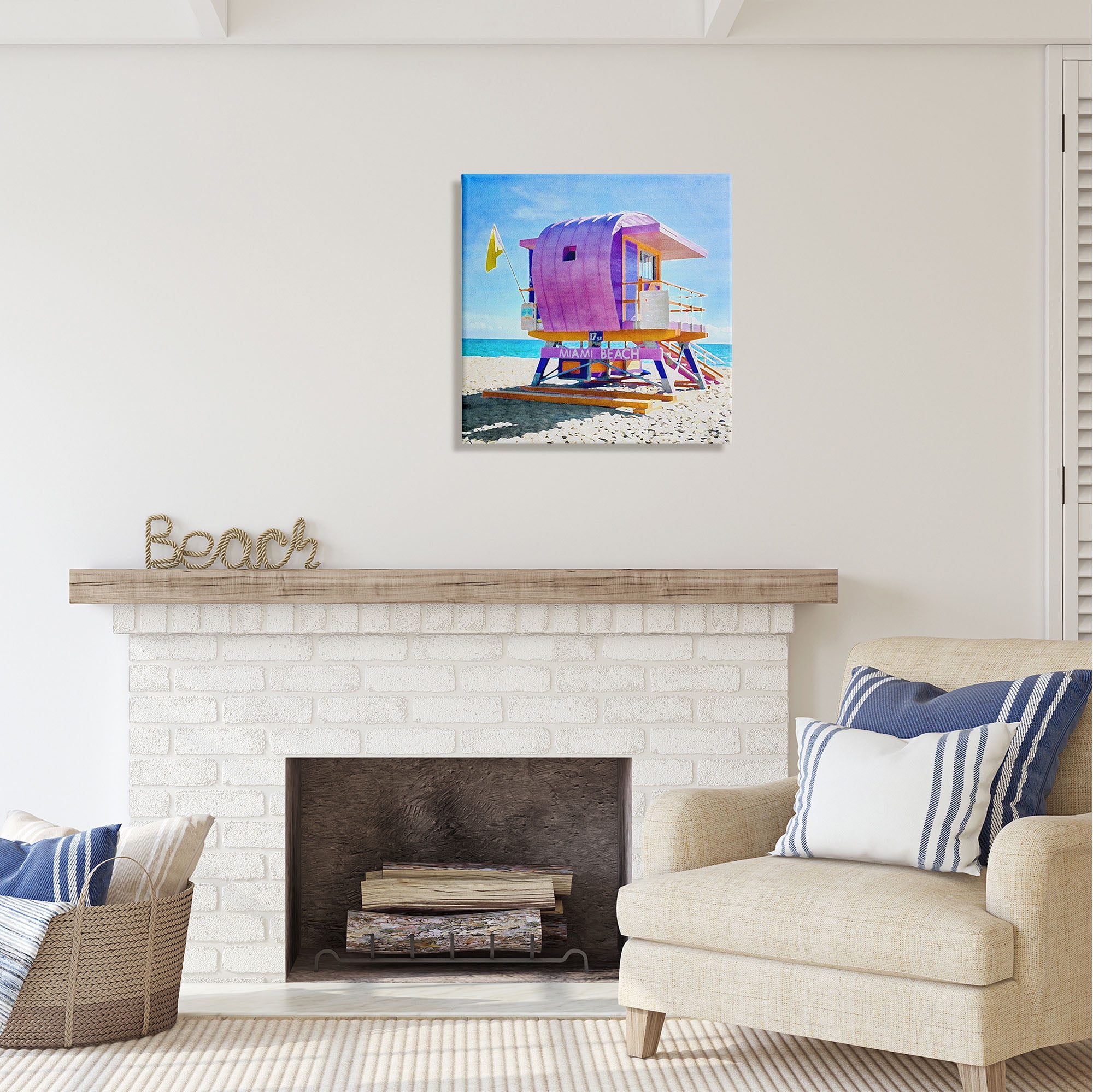 Stupell Industries Summer Lifeguard Hut Nature Painting Gallery Wrapped Canvas Print Wall Art, 24 x 24