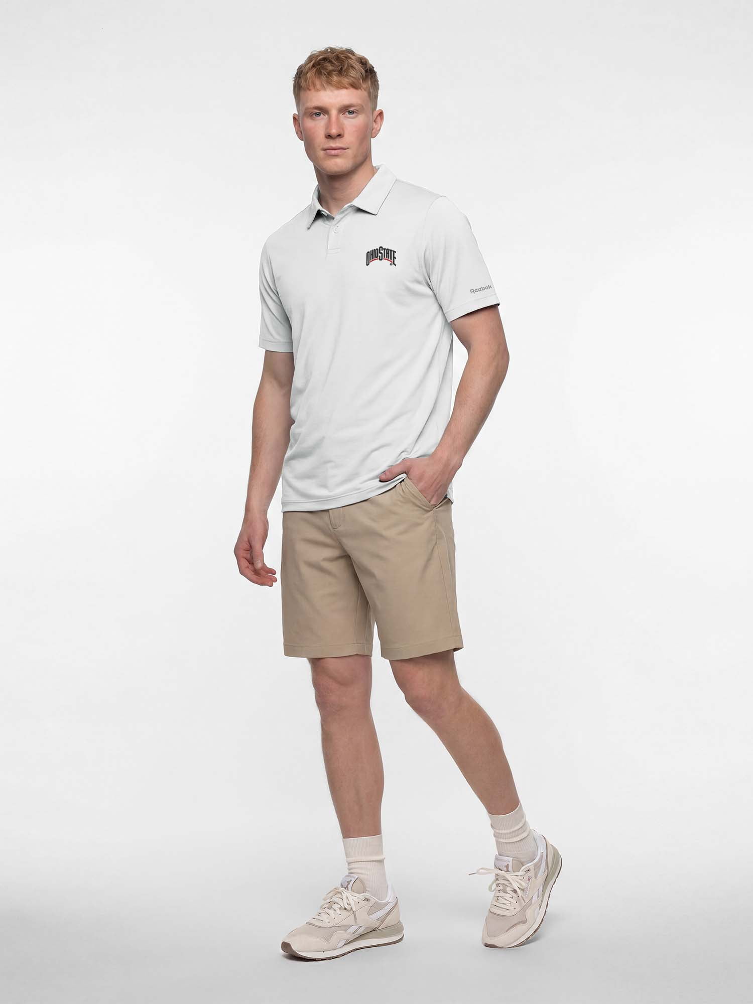 Ohio State Buckeyes Reebok Mens Gray Short Sleeve Polo Shirt