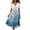 Blue, variant on JoveMarine Summer Dresses for Women Vintage Floral V - Neck Short Sleeve Ruffled Swing Dress with Casual Flowy Hem for Party Events,Black L