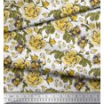 thumbnail image 3 of Soimoi Yellow Poly Georgette Fabric Leaves & Floral Print Fabric by Yard 52 Inch Wide, 3 of 3